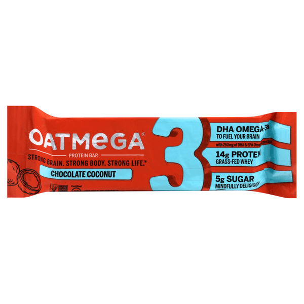Oatmega Grass-Fed Whey Protein Bar Chocolate Coconut Gluten Free
