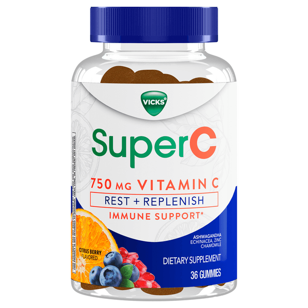 Vicks Superc Rest & Replenish Immune Support Gummies Citrus Berry