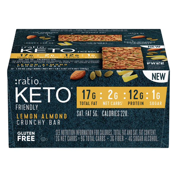 Ratio Keto Crunchy Bars Lemon Almond Gluten Free Low Carb