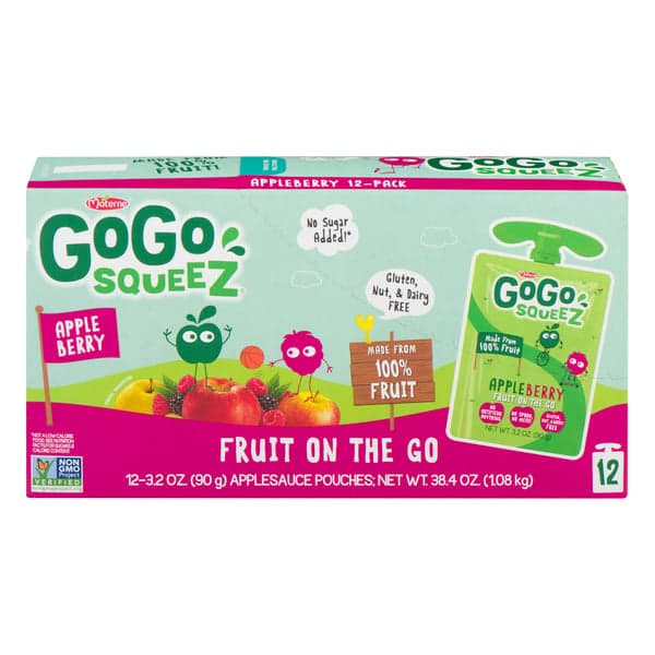 Gogo Squeez Fruit On The Go Applesauce Pouches Apple Berry