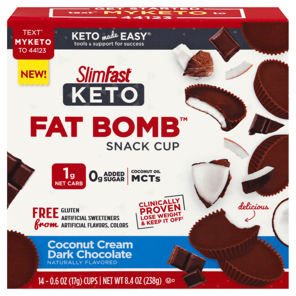 Slimfast Keto Fat Bomb Snack Cup Coconut Cream Dark Chocolate
