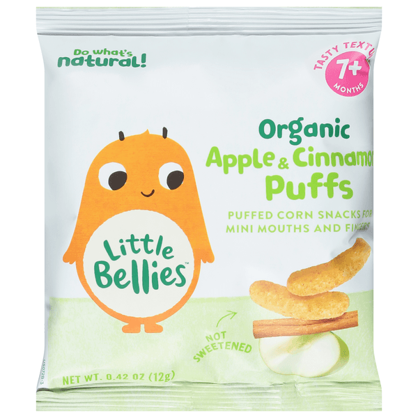 Little Bellies Organic Apple & Cinnamon Puffs Snack, Baby And Toddler Snacks, Age 7+ Months