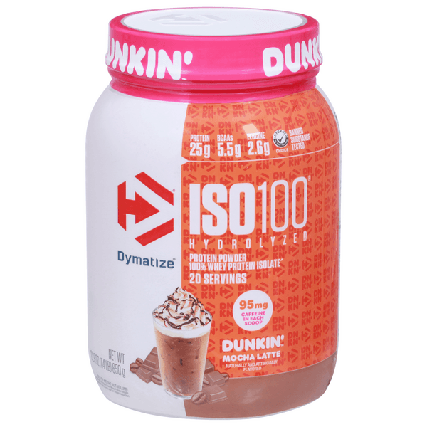 Dymatize Iso100 Hydrolyzed Protein Powder Dunkin' Mocha Latte