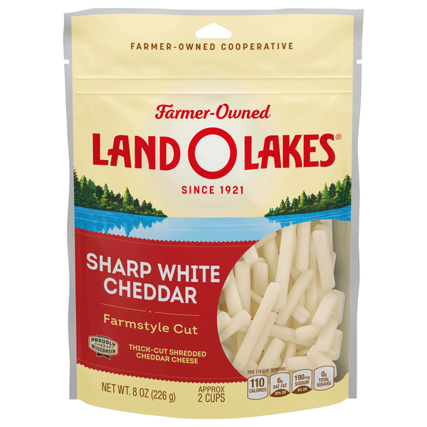 Land O Lakes Sharp White Cheddar Cheese Farmstyle Cut Shredded