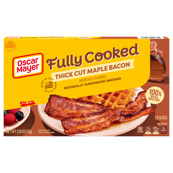 Oscar Mayer Naturally Hardwood Smoked Bacon Thick Cut Maple Fully Cooked