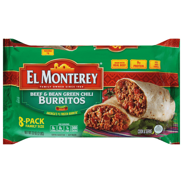 El Monterey Beef & Bean Green Chili Burritos