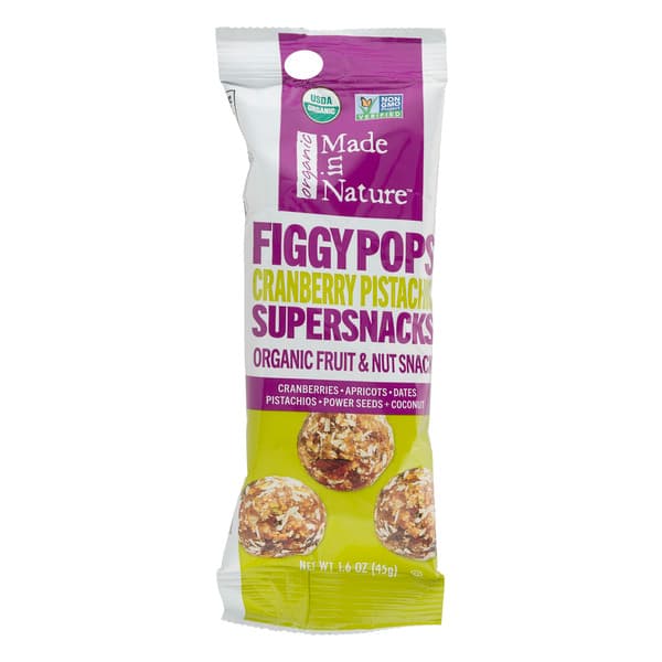 Made In Nature Organic Fruit & Nut Supersnacks Figgypops Cranberry Pistach