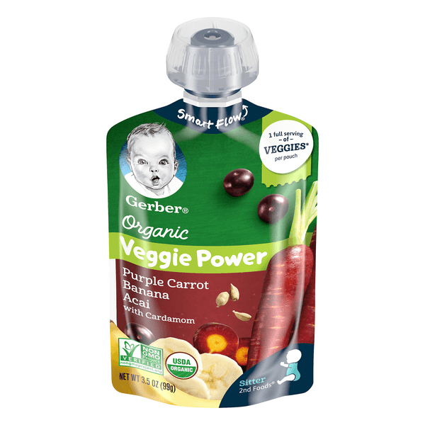 Gerber 2Nd Baby Food Veggie Power Purple Carrot Banana Acai Organic
