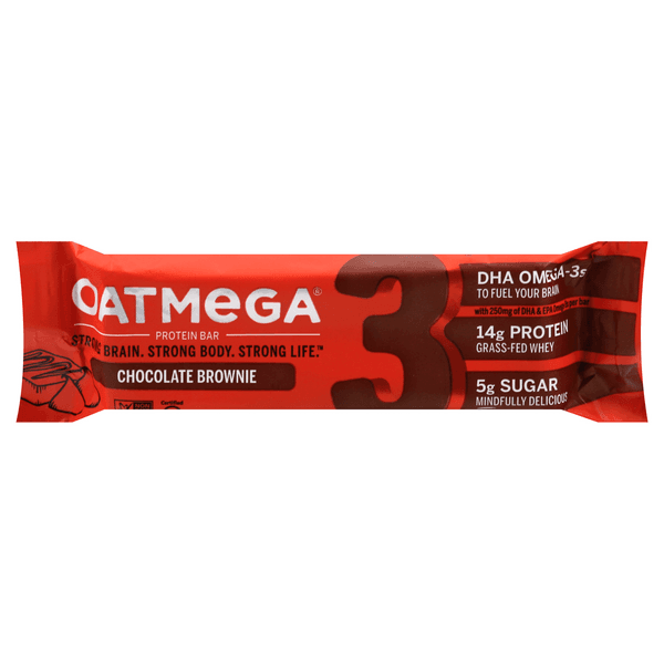 Oatmega Grass-Fed Whey Protein Bar Chocolate Brownie Gluten Free