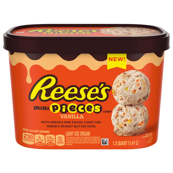 Reese'S Mini Pieces & Peanut Butter Swirl Vanilla Light Ice Cream