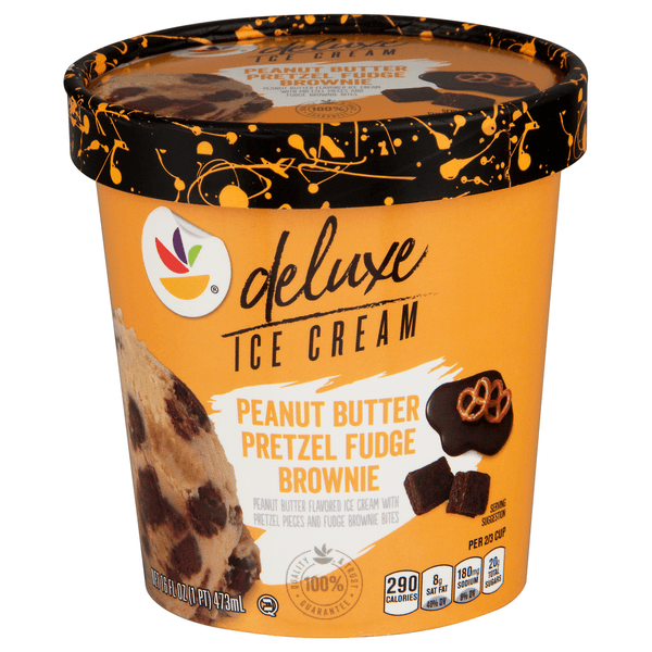 Our Brand Deluxe Peanut Butter Pretzel Fudge Brownie Ice Cream