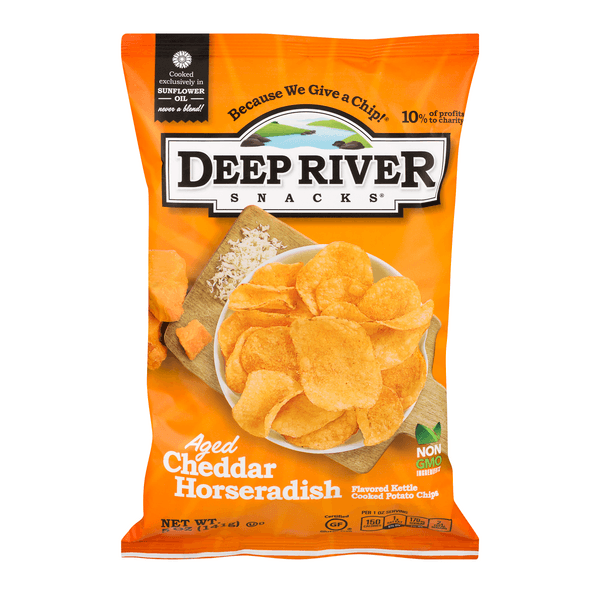 Deep River Snacks Aged Cheddar Horseradish Kettle Cooked Potato Chips