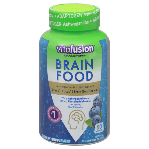 Vitafusion Brain Food Adult Gummy Vitamins Natural Blueberry Flavor