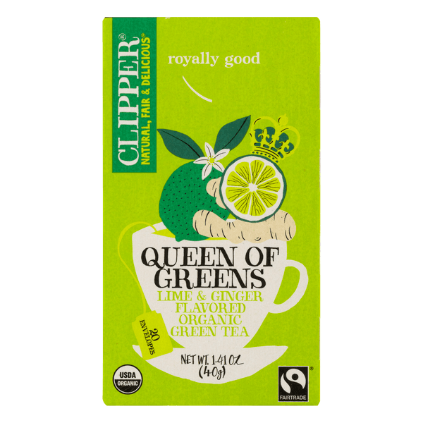 Clipper Queen Of Greens Lime & Ginger Green Tea Bags Organic