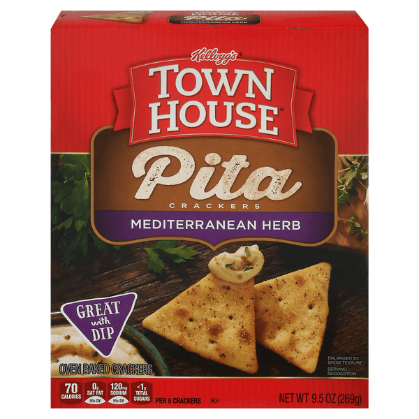 Town House Pita Crackers Ready To Dip Snacks Mediterranean Herb
