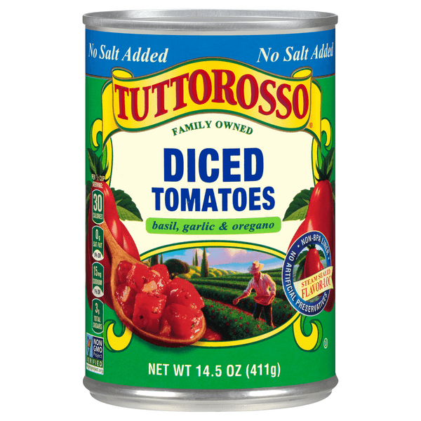 Tuttorosso Diced Tomatoes Basil Garlic & Oregano No Salt Added