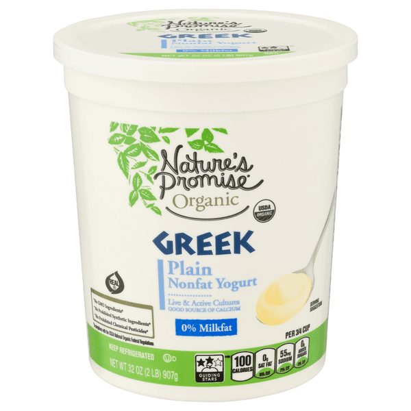 Nature'S Promise Organic Non Fat Plain Greek Yogurt