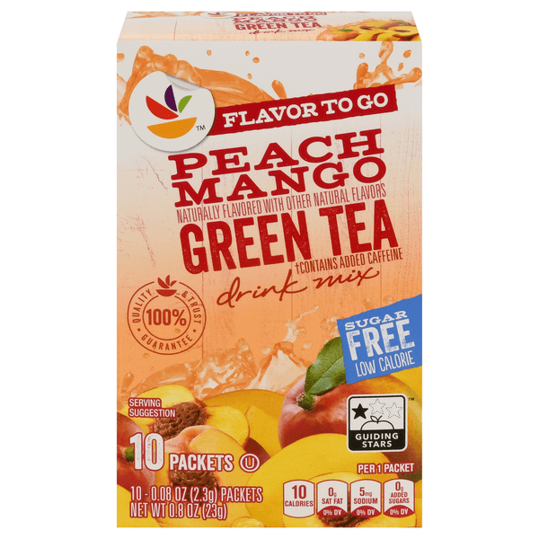 Stop & Shop Sugar Free Peach Mango Green Iced Tea Drink Mix