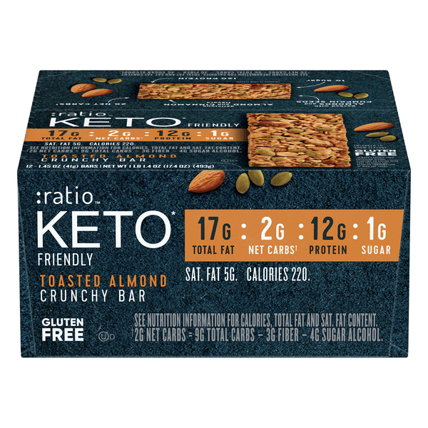 Ratio Keto Crunchy Bar Toasted Almond Gluten Free Low Carb