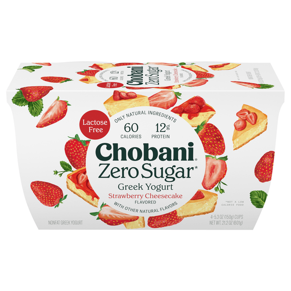 Chobani With Zero Sugar Strawberry Cheesecake Yogurt