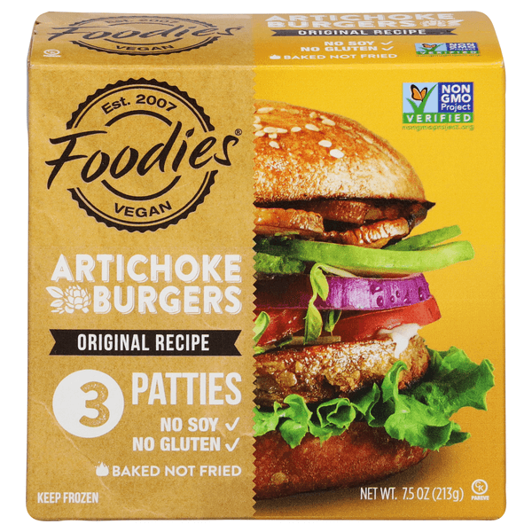 Foodies Gluten Free Vegan Original Recipe Artichoke Burgers Patties