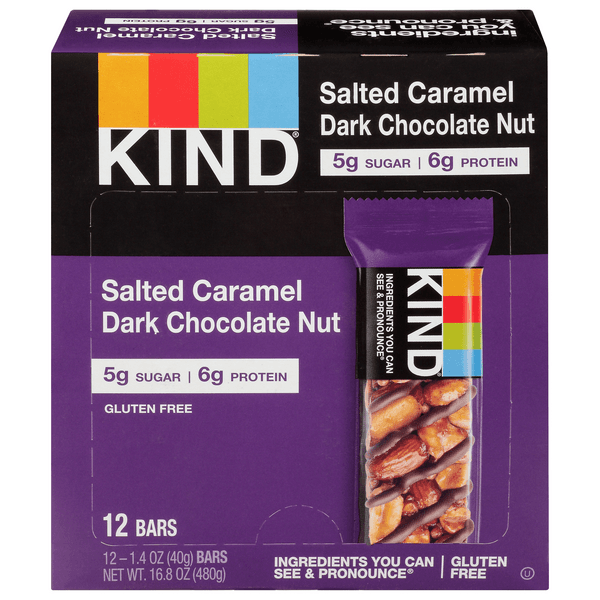 Kind Gluten Free Healthy Snack Bars Salted Caramel & Dark Chocolate Nut