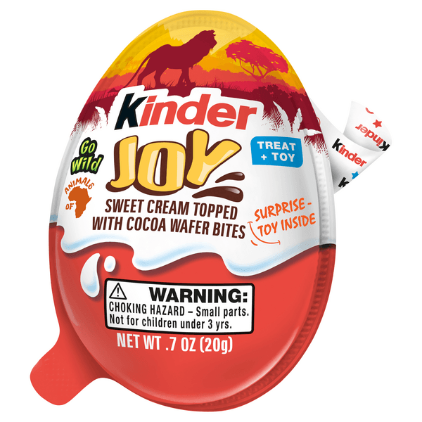 Kinder Joy Go Wild Treat + Toy Sweet Cream Topped With Cocoa Wafer Bites