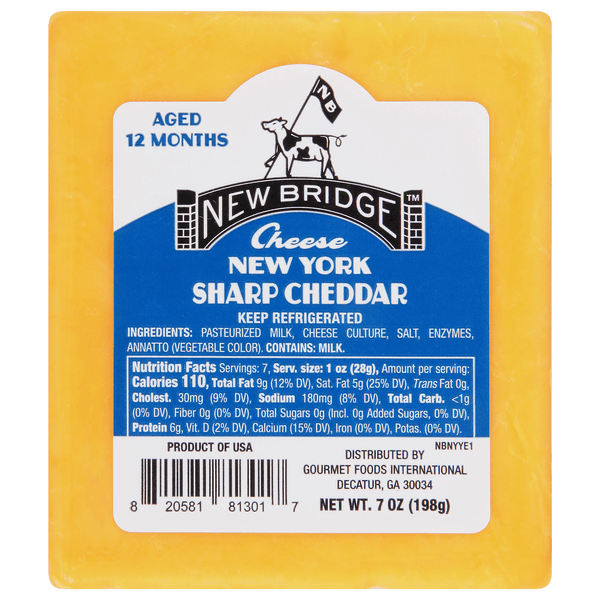 New Bridge New York Sharp Cheddar Cheese Yellow