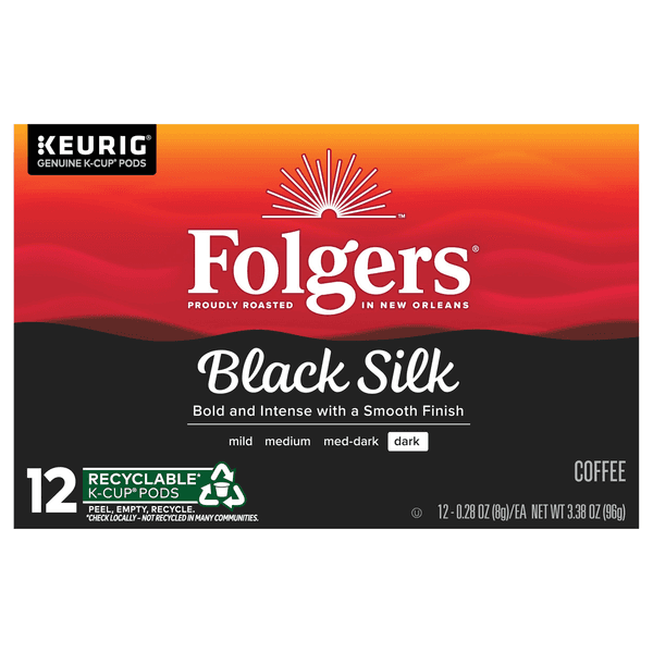 Folgers Gourmet Selections Coffee K-Cup Pods Dark Roast Black Silk