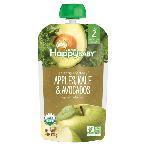 Happy Baby Organics Clearly Crafted Stage 2 Apples Kale And Avocados Pouch