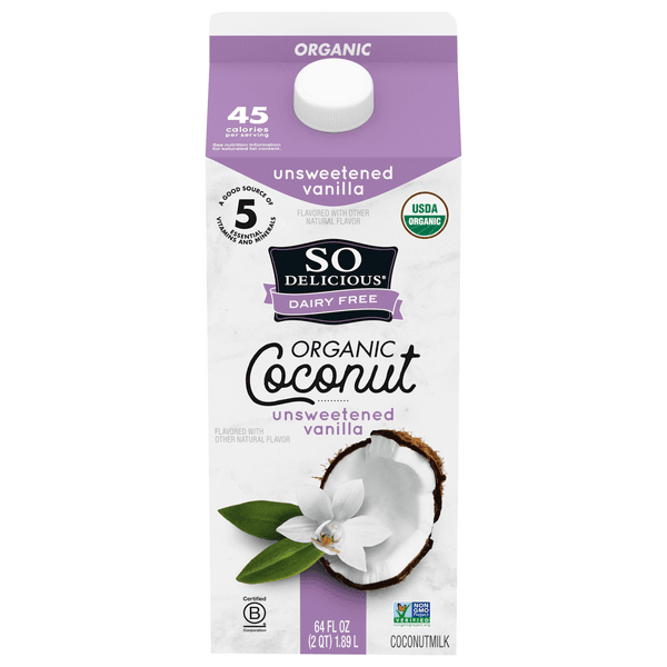 So Delicious Vanilla Coconut Milk Unsweetened Dairy Free Organic