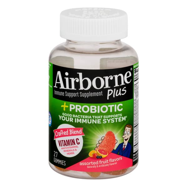 Airborne Immune Support Supplement Plus Probiotic Assorted Fruit Flavors