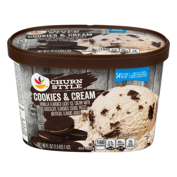 Stop & Shop Churn Style Ice Cream Cookies & Cream Light