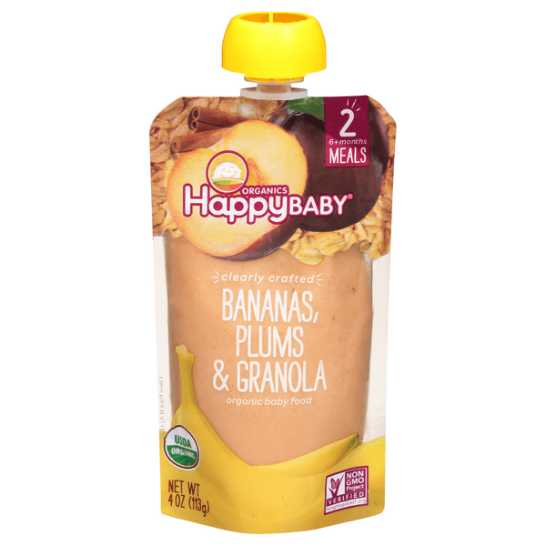 Happy Baby Organics Clearly Crafted Stage 2 Meals Bananas Plums And Granola Pouch