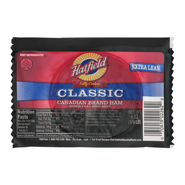 Hatfield Classic Canadian Brand Ham Sliced Extra Lean Fully Cooked