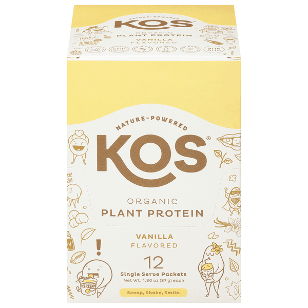 Kos Plant Protein Powder Single Serve Packets Vanilla