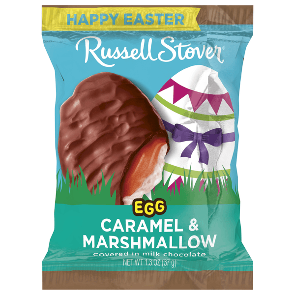 Russell Stover Egg Caramel & Marshmallow In Milk Chocolate Easter Candy