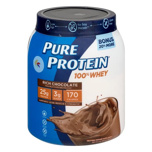 Pure Protein 100% Whey Powder Supplement Rich Chocolate