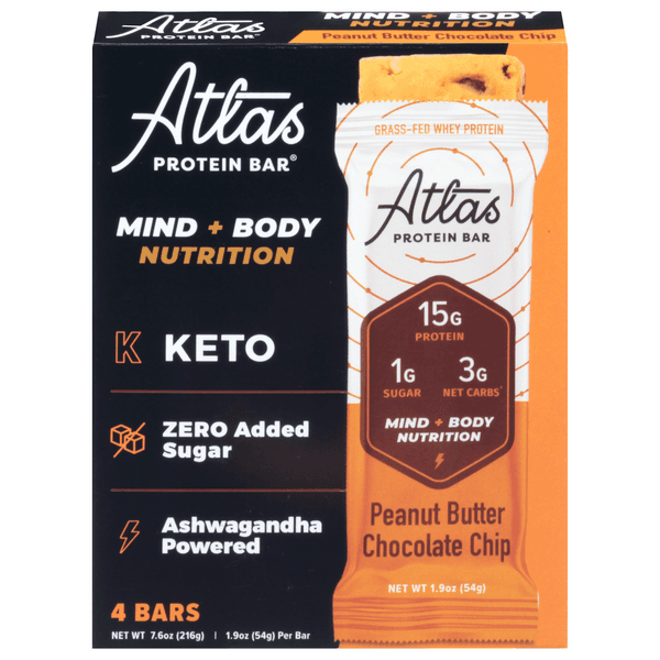 Atlas Protein Bars Peanut Butter Chocolate Chip Grass-Fed