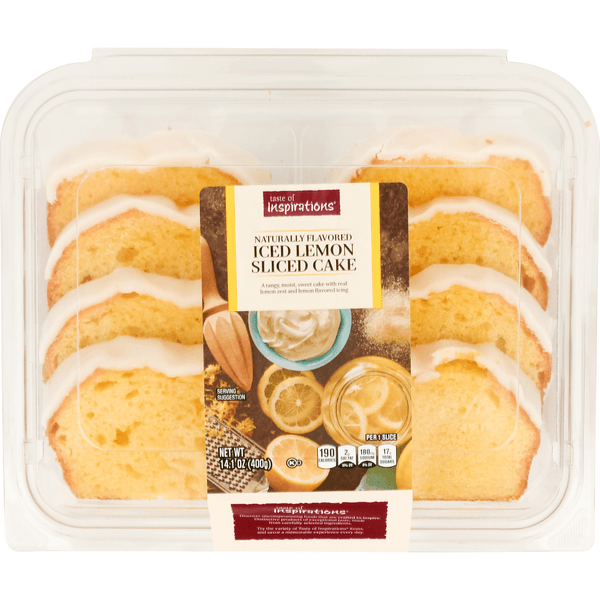 Taste Of Inspirations Bakery Iced Lemon Cake Sliced Fresh