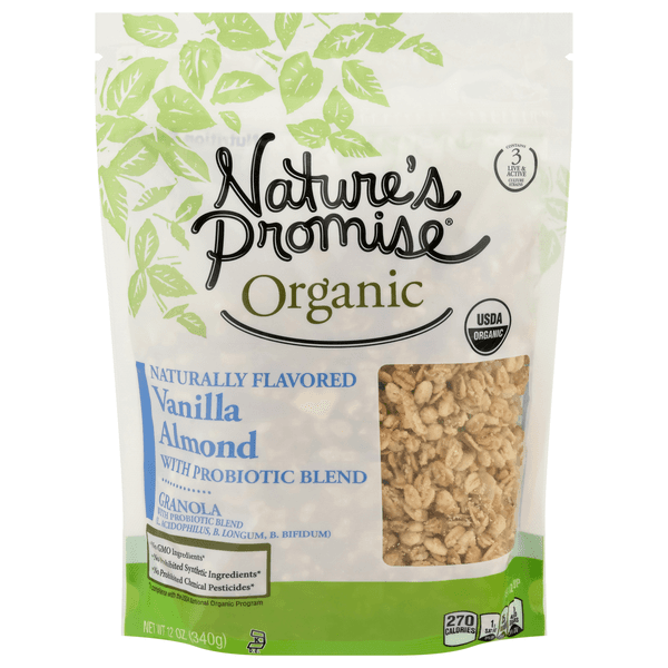 Nature'S Promise Organic Granola Vanilla Almond With Probiotic Blend