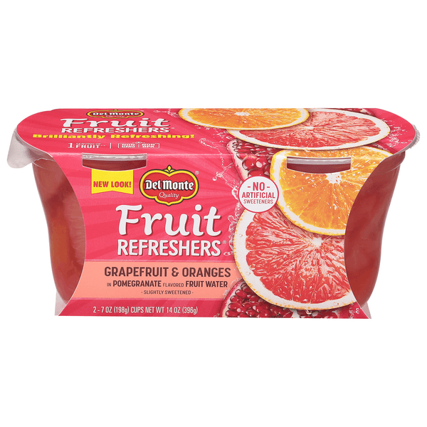 Del Monte Fruit Refreshers Grapefruit & Oranges In Pomegranate Fruit Water Cups