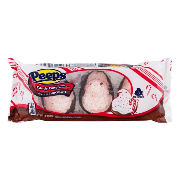 Peeps Christmas Candy Cane Chocolate Chicks Flavored Marshmallow Candy