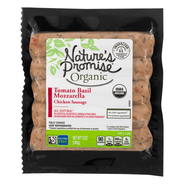 Nature'S Promise Organic Tomato Basil Mozzarella Chicken Sausage
