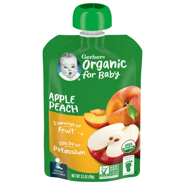 Gerber 2Nd Foods For Sitter Organic Apple & Peach Baby Food Pouch