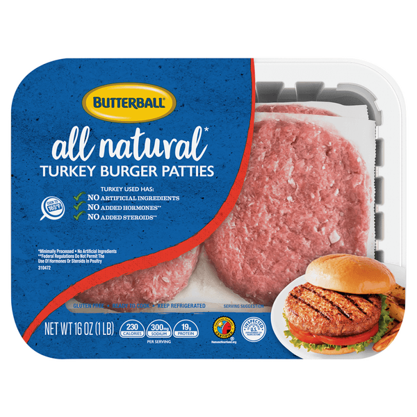 Butterball Turkey Burger Patties 93% Lean All Natural