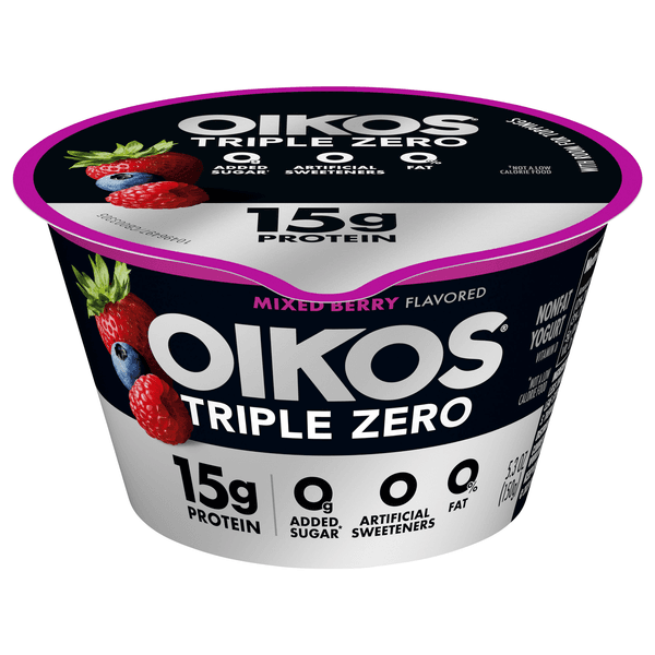 Dannon Oikos Triple Zero Mixed Berry Blended Greek Yogurt