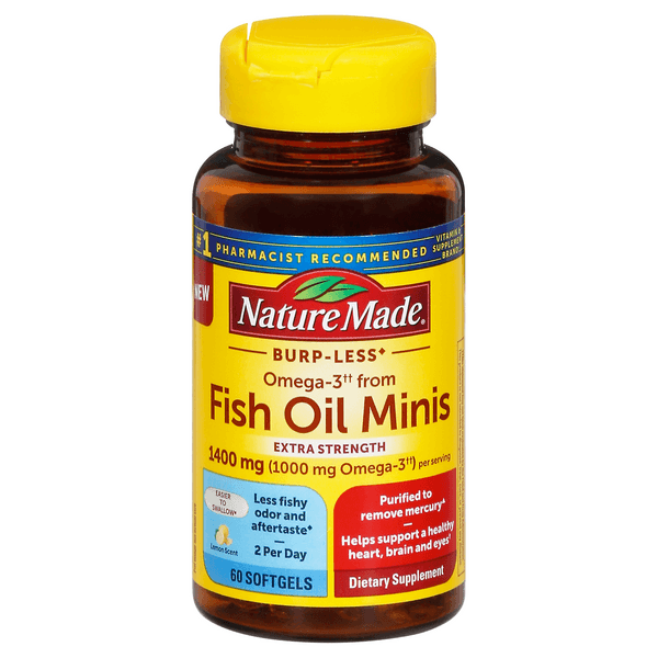 Nature Made Burp-Less Fish Oil Minis Omega-3 Softgels Lemon Scent
