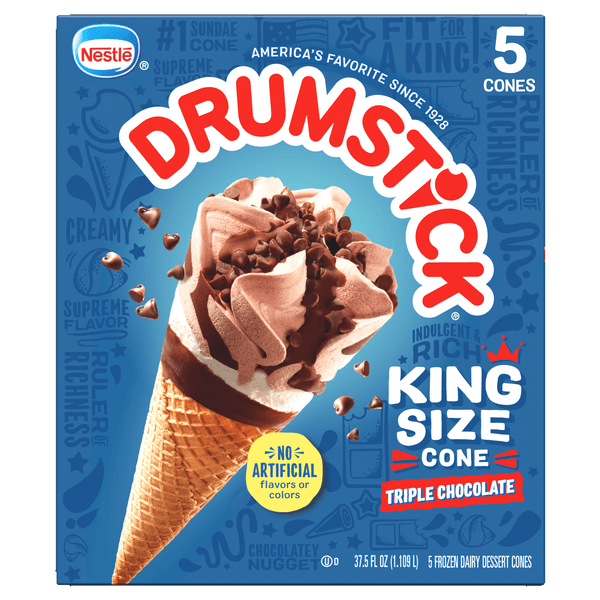 Nestle Drumstick Ice Cream Cones King Size Cones Triple Chocolate