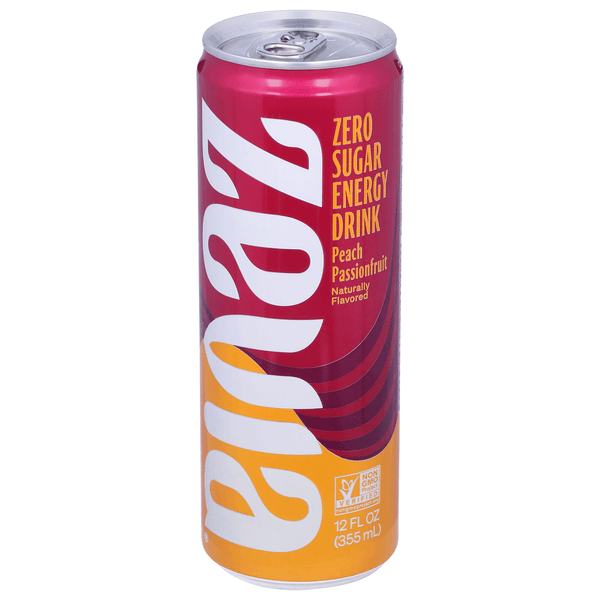 Zevia Zero Sugar Peach Passionfruit Energy Drink